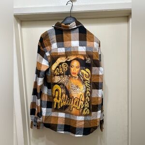Aaliyah Flannel Shirt Women's Small Band Graphic New NWT Music R&B Retro 90s